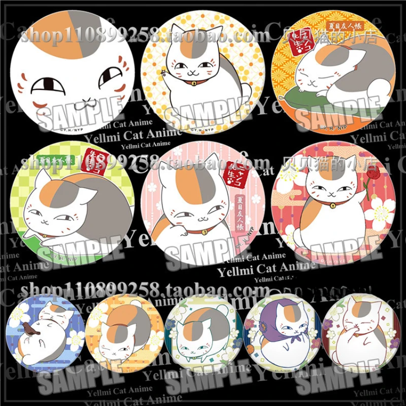 Natsume Takashi‌ ‌Cat Tanuma Kaname Natsume Reiko Popular Anime Two-dimensional Peripheral 58MM Tinplate Badge Manga Enamel Pin