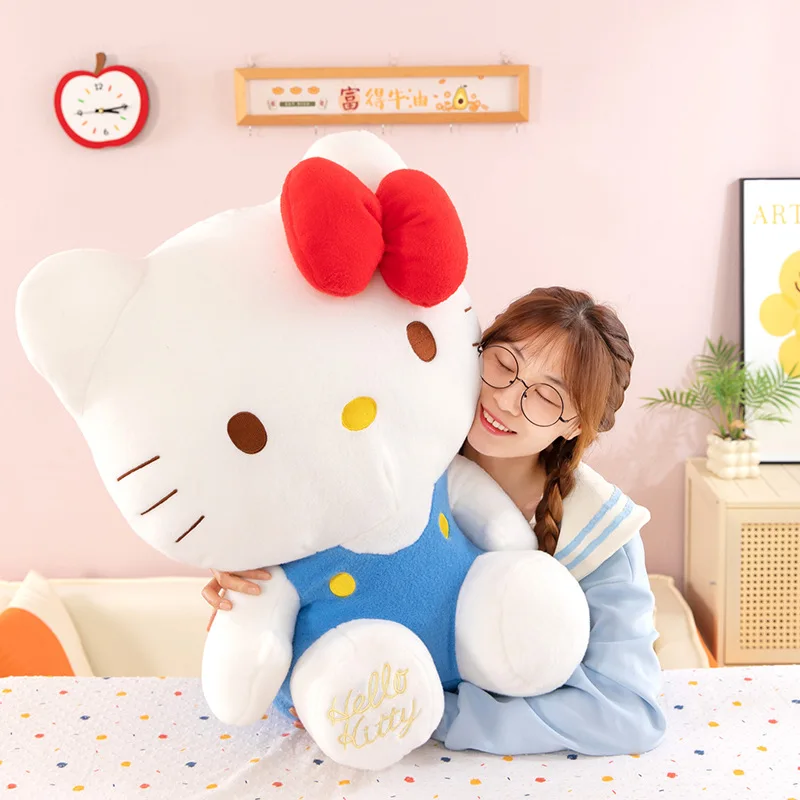 دمية كاواي سانريو القطيفة المملوءة بالرسوم المتحركة هالو كيتي مع فيونكة لعبة محشوة لطيفة للأطفال هدية عيد الميلاد للفتيات في عيد الحب