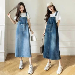 5XL Large Size Summer Strap Denim Dress Sundress Women Sleeveless Loose Jeans Dresses Female Korean Suspenders Jean Vestidos