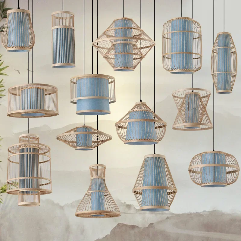 

Chinese Bamboo Weaving Bamboo Chandelier Zen Tea Room Hot Pot Restaurant Light Hotel Hotel Balcony Japanese Retro Lantern Lights