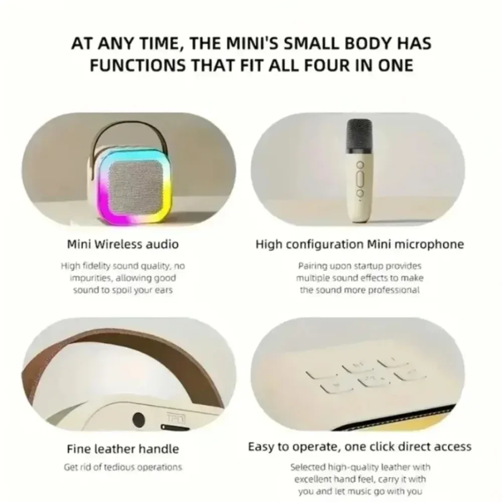 Karaoke Wireless Portable Bluetooth Speaker With Microphone Machine Mini Lamp Caixa De Som Sound Box Music Small Blootooth Mp3 image 6