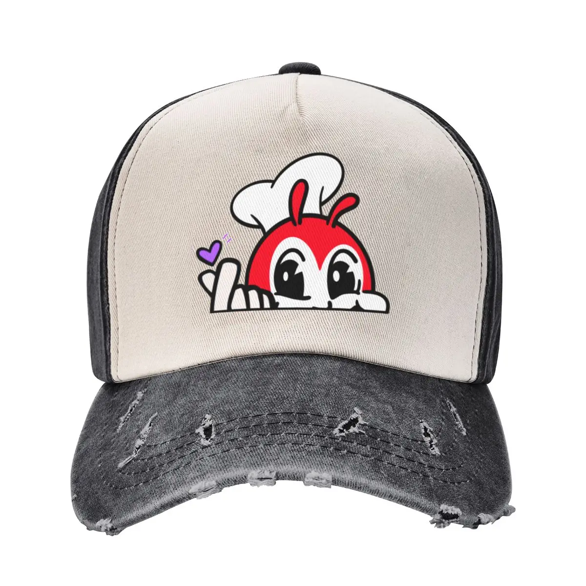 JOLLIBEE PEEKING FINGER HEART FILIPINO STICKER BLACK Baseball Cap Beach Outing Golf Wear Thermal Visor Women's 2024 Men's