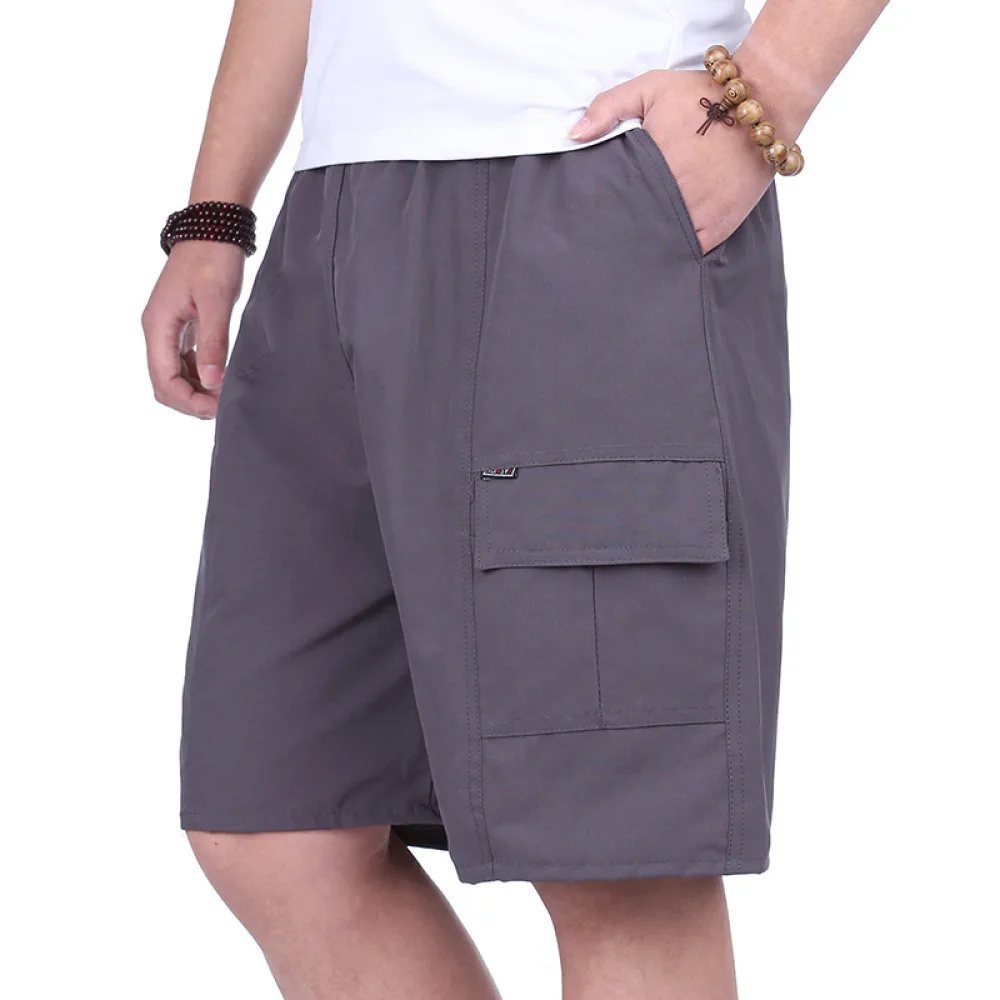 Casual Summer Mens Shorts Cargo Beach Trousers Loose Comfortable Light Weight Pockets Mature Men Fashion Apparel