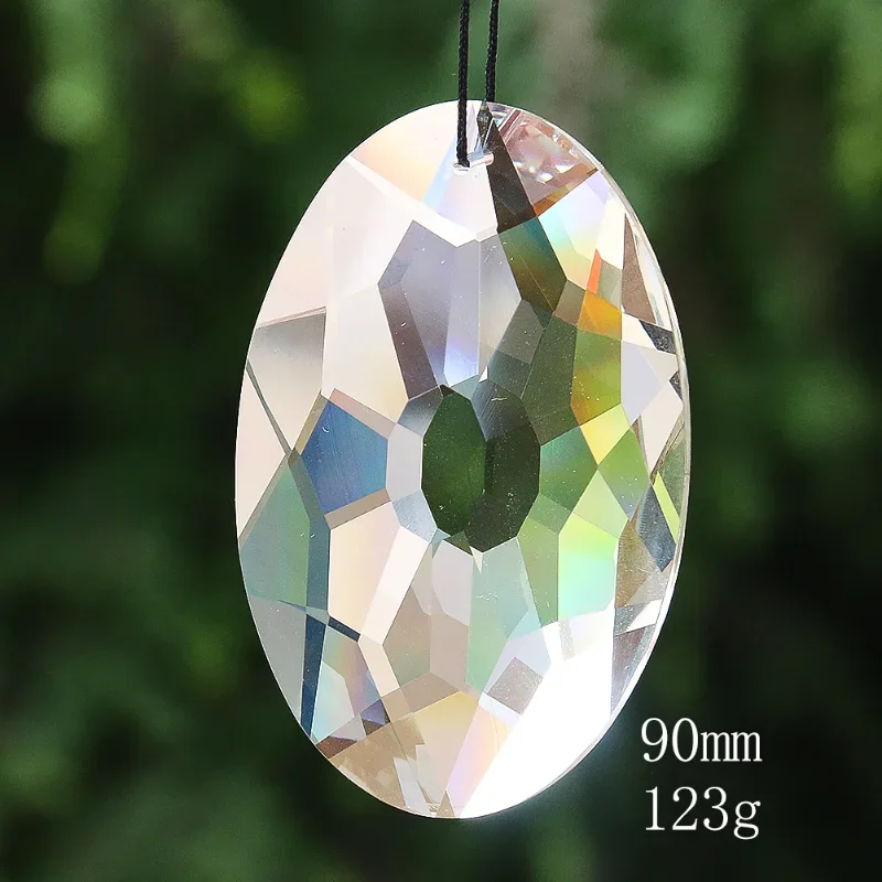 90MM Rugby Oval Bird Nest Sunburst Crystal Pendant prisma sfaccettato Glass Star Gemstone lampadario sfaccettato Sun Catcher Ornament