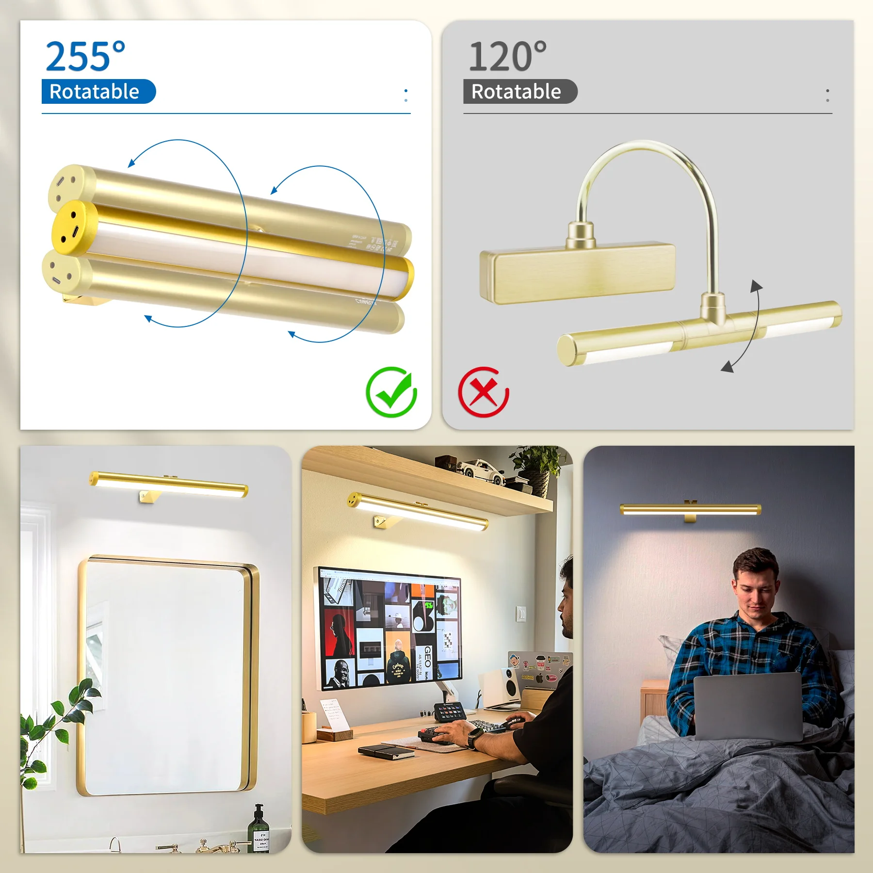 التحكم عن بعد وحدة إضاءة LED جداريّة ضوء يعتم اللمس مرآة أضواء الجدار الألومنيوم USB شحن اللوحة صورة مصباح LED أضواء جدارية