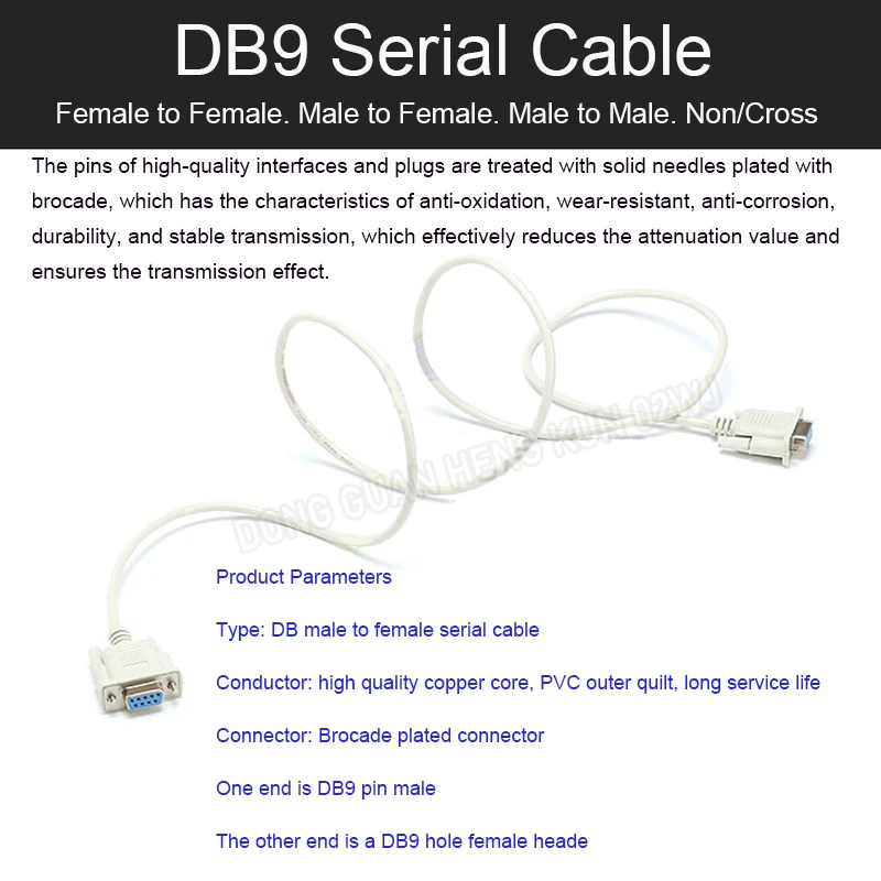 1.2m DB9 Serial Port Extension Cable Male To Female Direct Connect Cable Crossover RS232/485 9-Pin Data Cable Non/Crossover Type