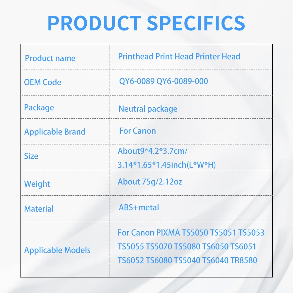 QY6 0089 печатающая головка для Canon TS5050 TS5051 TS5053 TS5055 TS5070 TS5080 TS6050 6080 совместимая cabezal