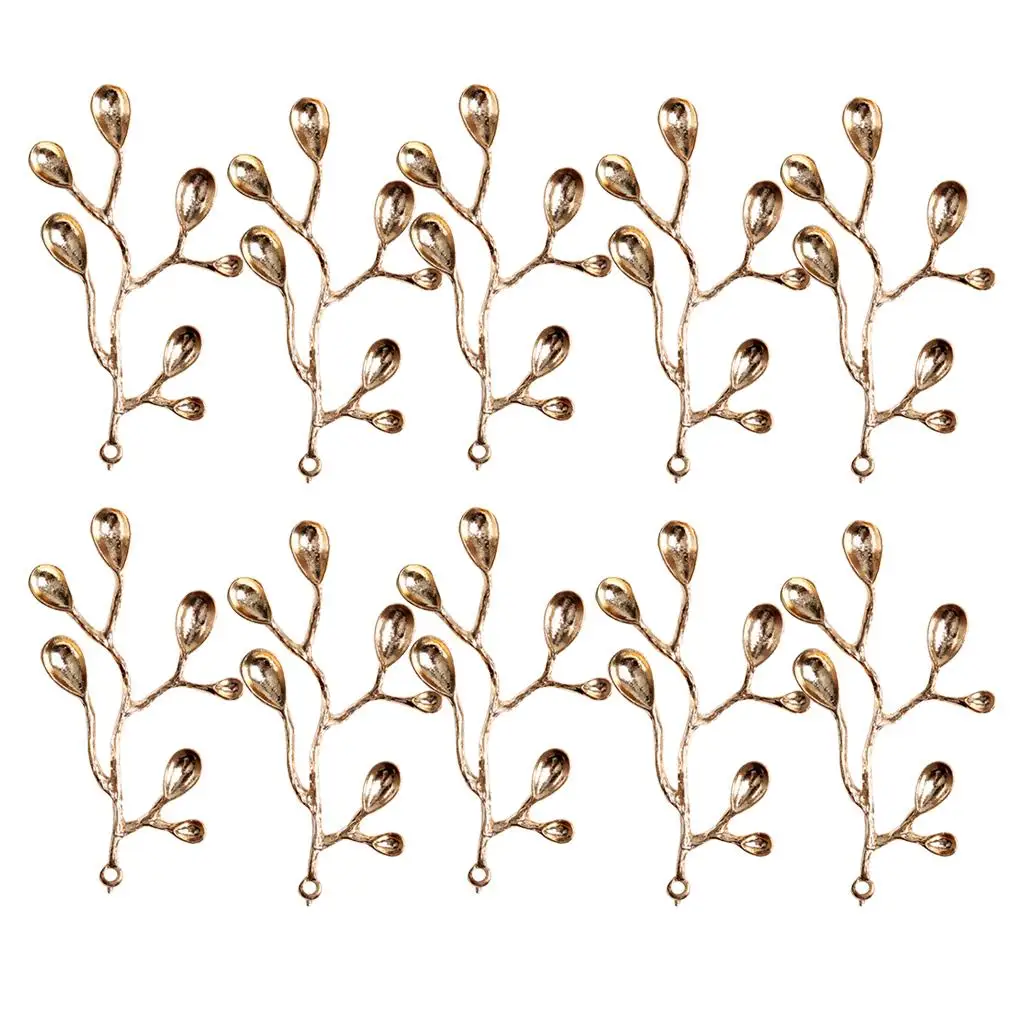10x Branch Charms Pendants for Jewelry Making Hanging Decoration 5x3cm Gold image 3