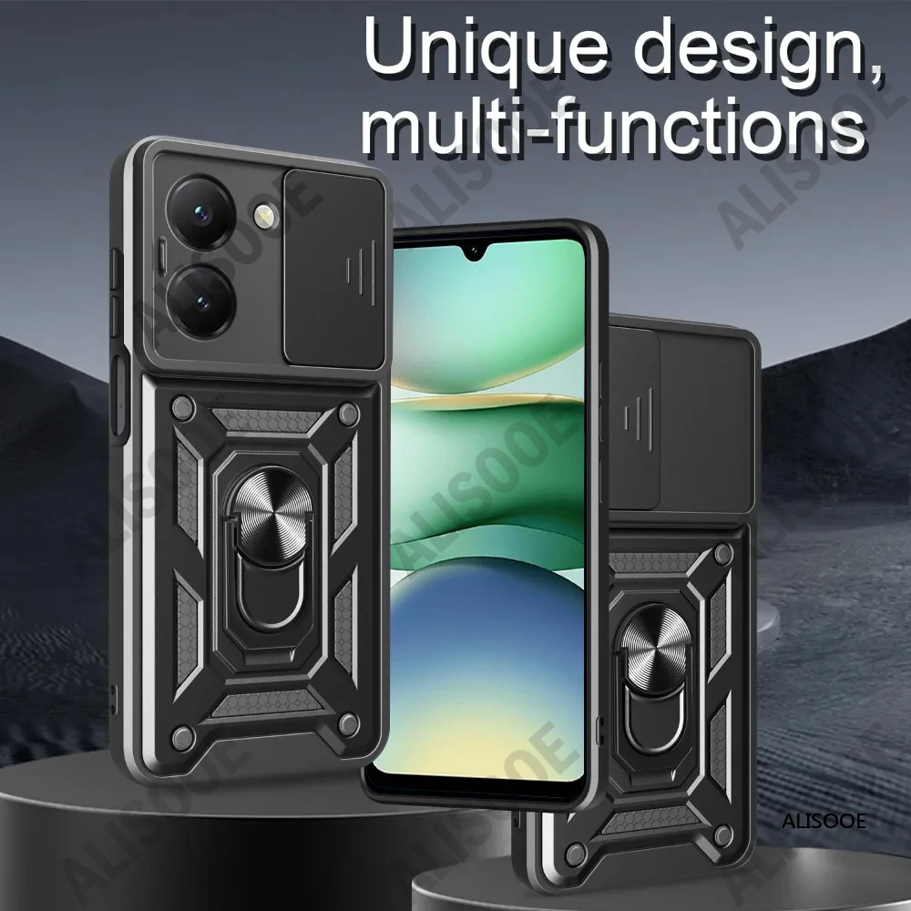 Stoßfeste Capa für Xiaomi Redmi A5 4G Global (171,7 mm) Hülle Rüstung Slide Kamera Protect Ring Stand Cover für Redmi A5 4G Funda