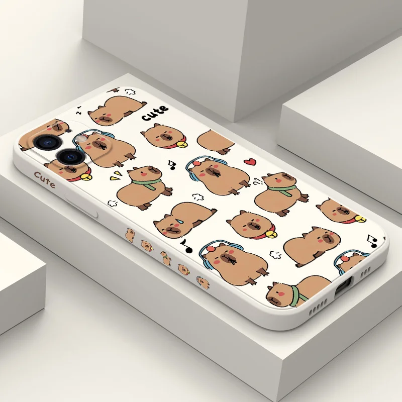 

Cute Capybara Phone Case For iPhone 12 11 X XR XS 8 7 SE2 Pro Max Plus Mini Liquid Silicone Soft Cover