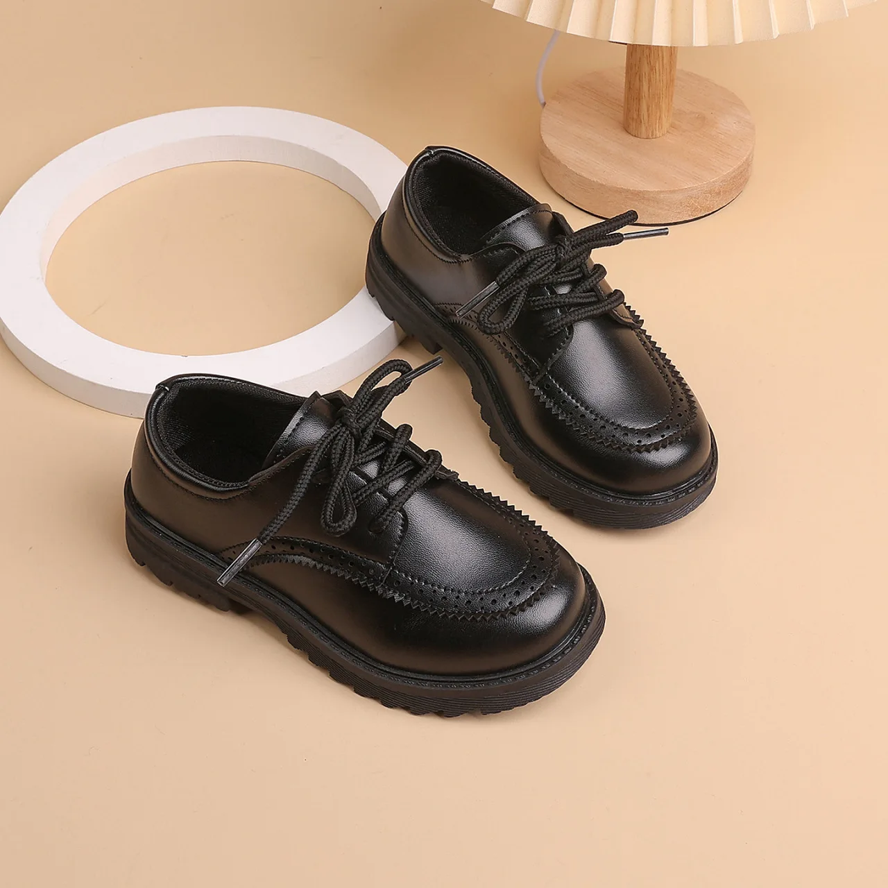 Boys Formal Shoes Girls Leather Shoes Black for School Party Wedding Lace-up Kids Oxfords Classic Fashion Soft 21-36 Breathable