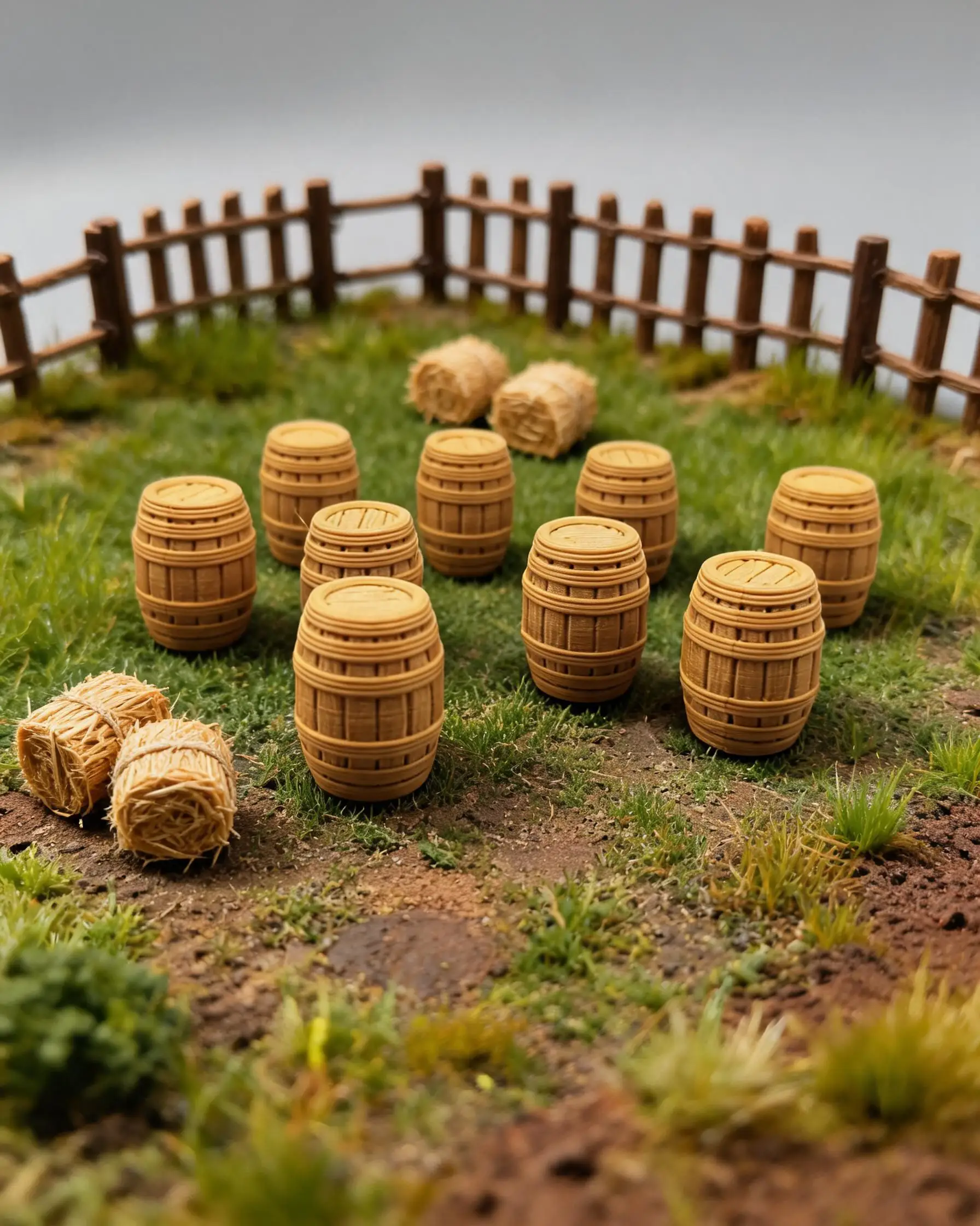 2.5cm Miniature Simulation Wine Barrel Model, Retro Wooden Barrel Ornament for Diorama, Dollhouse & Mini Landscape Layout