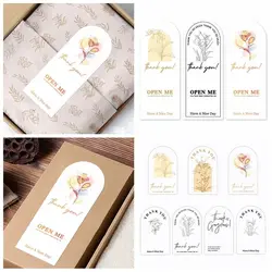 50PCS Floral Pattern Thank You Stickers Multicolor Commodity Packaging Thanks Decals Party Supplies Gift Wrapping Open Me Tags