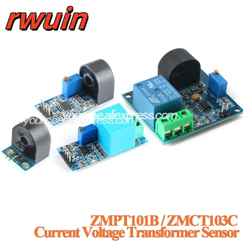 AC Current Sensor Range Single Phase AC Active Precision ZMCT103 Micro Current Transformer ModuleZMPT101B 2mA ZMCT103C 5A