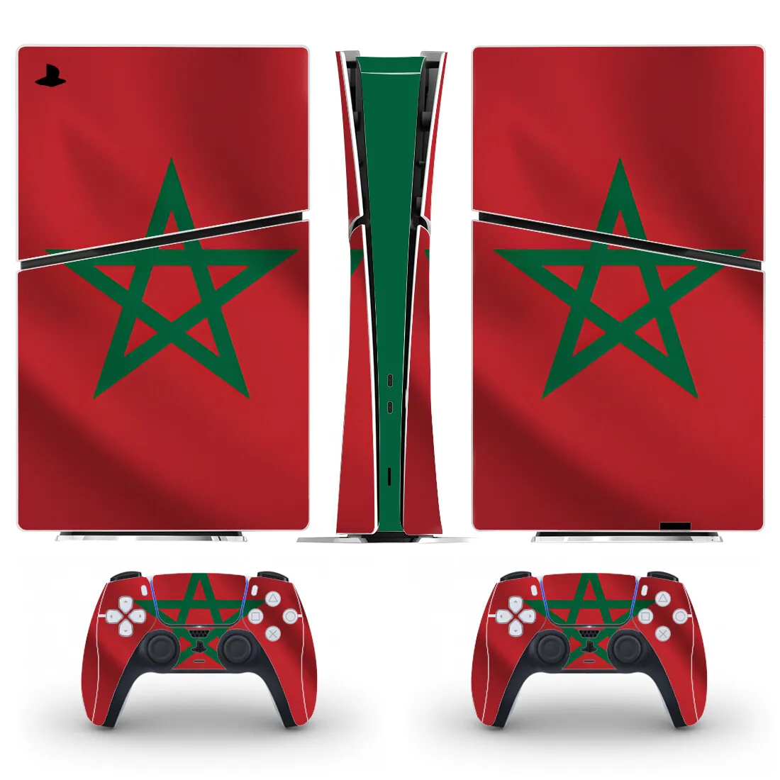 adesivo-de-vinil-para-console-e-2-controles-ps5-slim-com-estampa-da-bandeira-nacional-de-marrocos