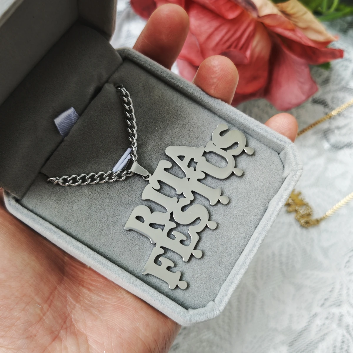 Customized Stainless Steel Jewelry Personalized Name Hip-Hop Necklace Fashionable Pendant Necklace Jewelry Commemorative Gift