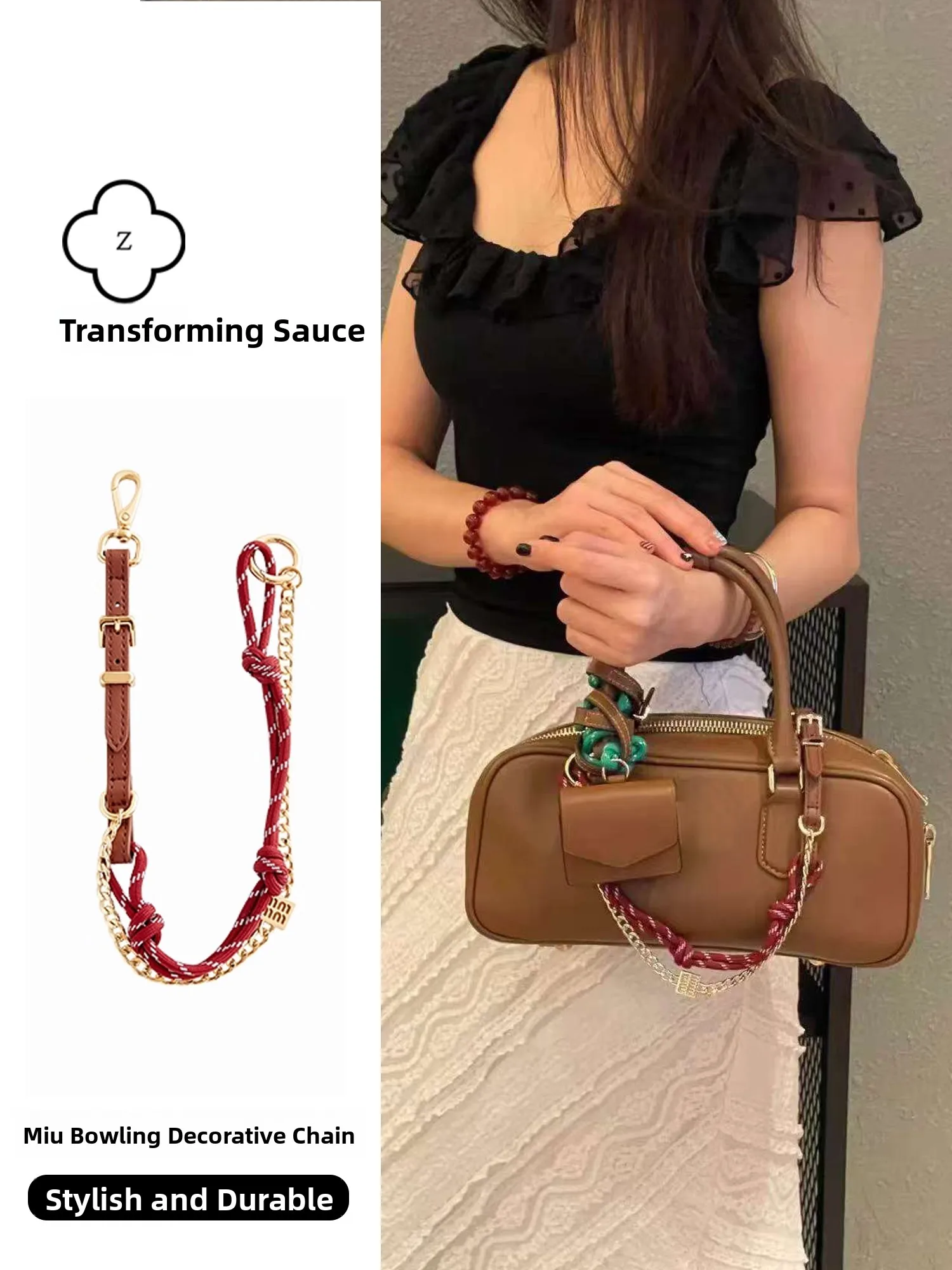 

Подвеска в виде шара для боулинга, ремешок из тканой нейлоновой ручной веревки, аккуратная цепочка для бостонской трусы, модная сумка, аксессуары