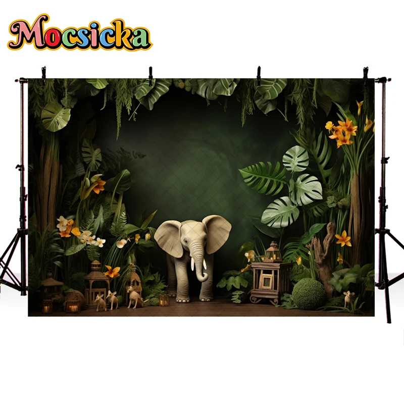 Tropical Jungle Wildlife Backdrop For Kids Portrait Cake Smash Photography Newborn Shower 1st Birthday Party Decor Props