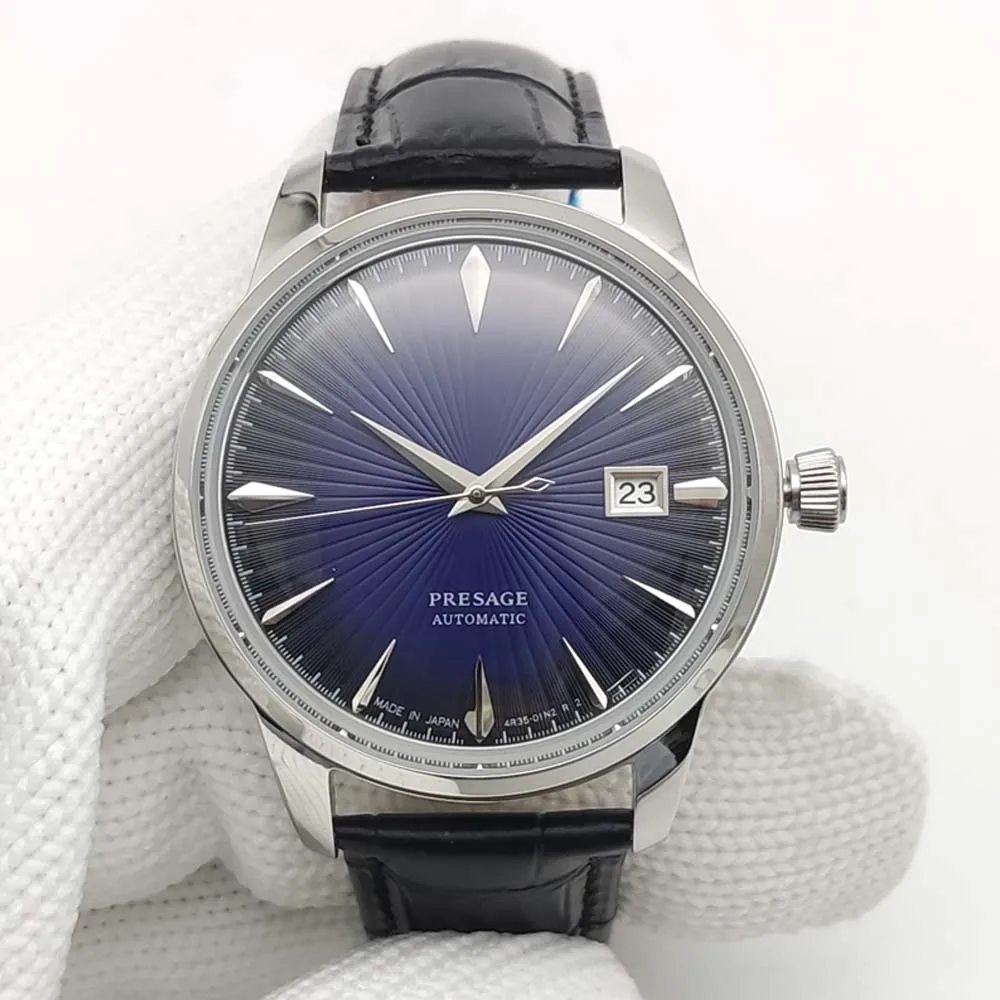 ساعة ميكانيكية أوتوماتيكية دائرية كلاسيكية للرجال، عيار NH35، هيكل 40 ملم، حزام جلدي مريح، ساعة رجالية