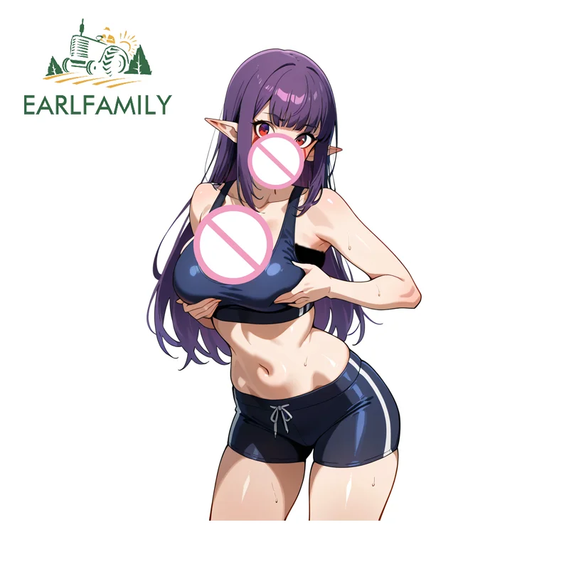 EARLFAMILY Esil Radiru Amusing Anime Figure Car Stickers Popular Anime Waifu Graffiti Motorcycle Decals Sunscreen Car Goods