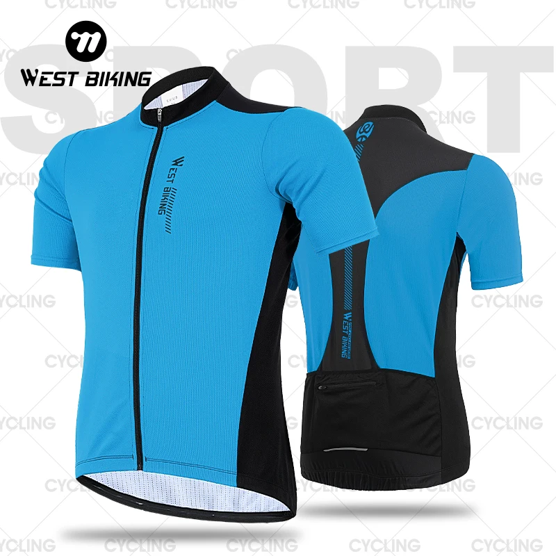 

WEST BIKING Summer Men Short Sleeve Cycling Jersey MTB Racing Bike Shirt Breathable Mountain Pro Team Bicycle Sports Clothing