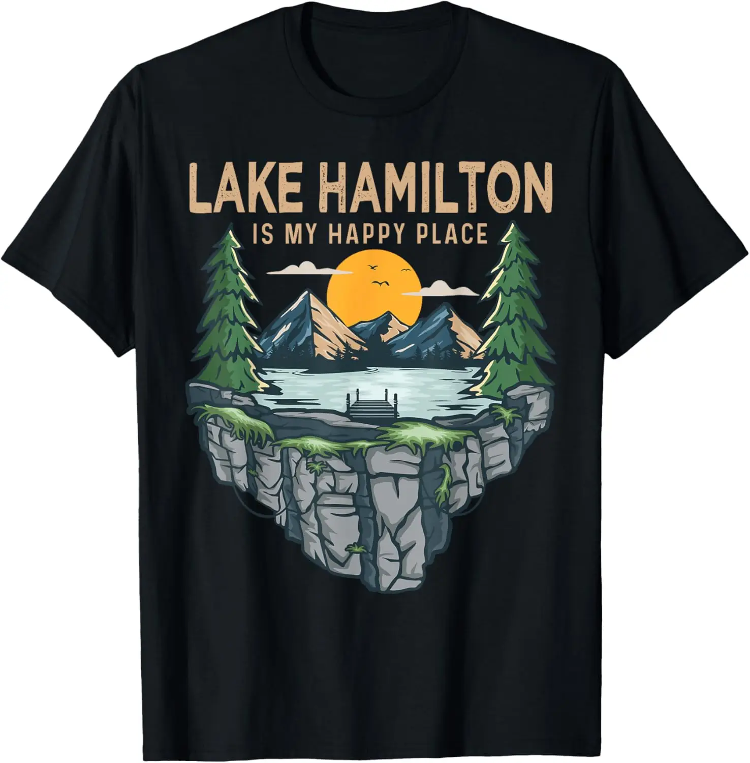 

Fishing Boating Camping - My Happy Place Lake Hamilton T-Shirt