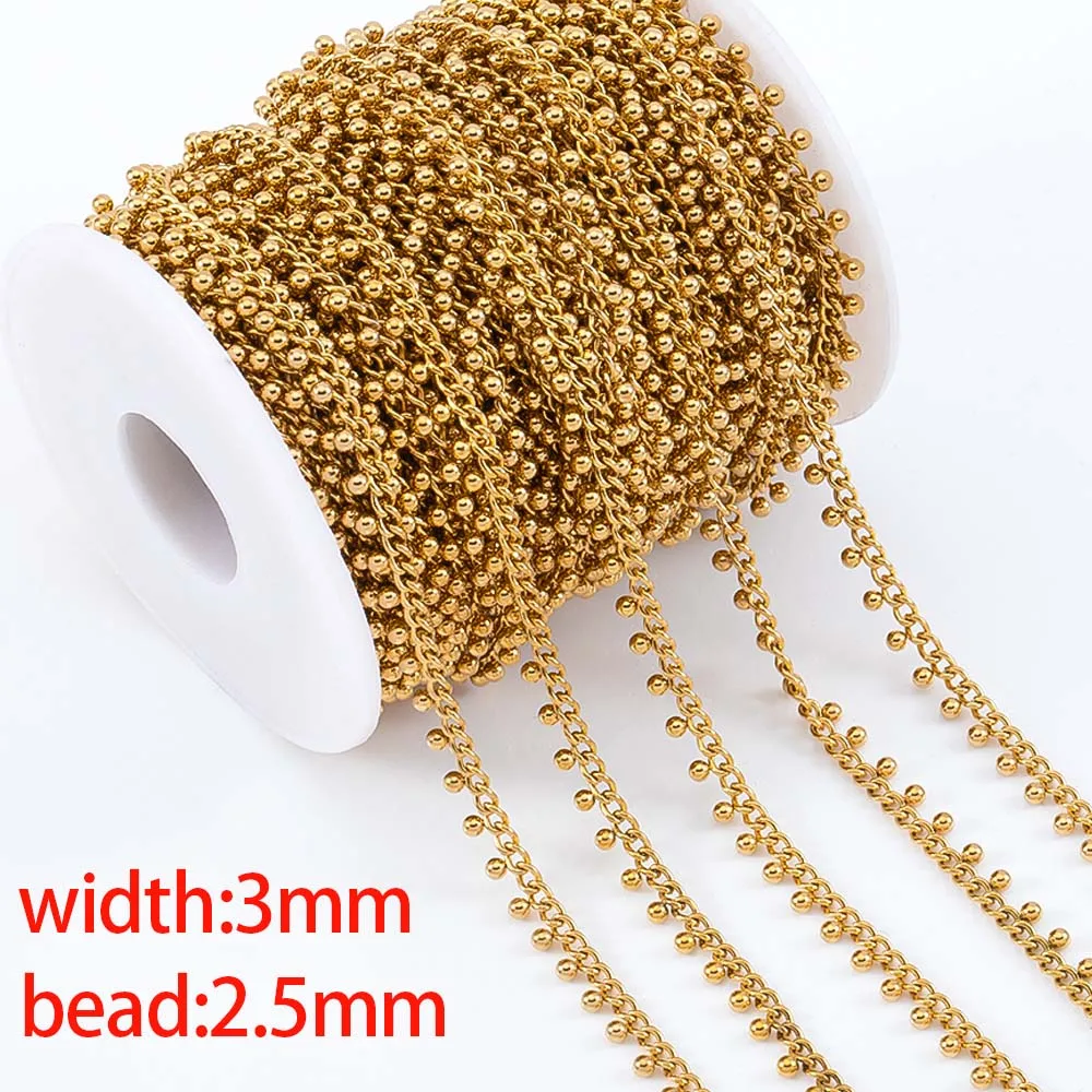 1Meter Stainless Steel 3mm Thick Link Chains Hanging 2.5mm Bead for DIY Men Necklace Bracelet Bag Chain Jewelry Making Wholesale image 3