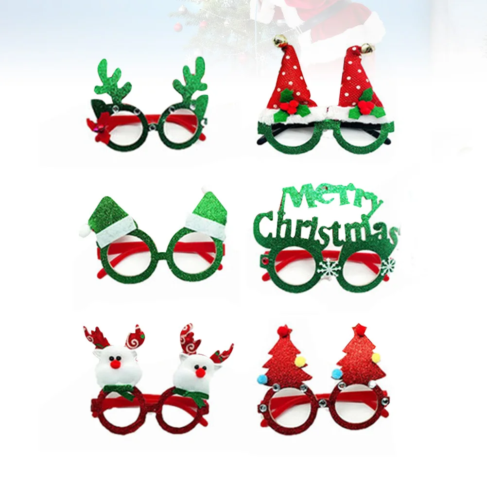 

6Pcs Funny Christmas Glasses Lightweight Design for Adults Festival Party Props Cosplay Masquerade Xmas Glasses Costume
