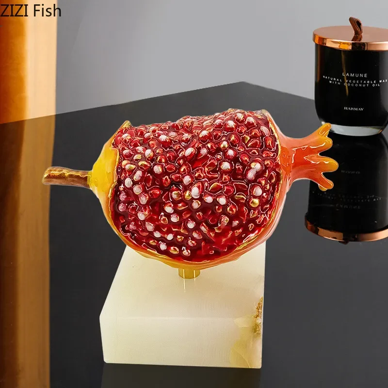 Metal Handicraft Simulated Pomegranate Artificial Fruit Sculpture Pomegranate Decorative Figurines Home Decoration Accessories