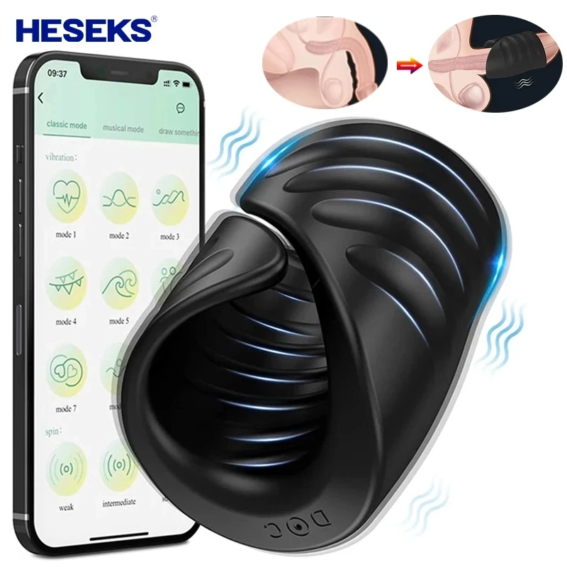 HESEKS Male Masturbator Penis Training Vibrator with APP Control Sex Toy For Men Sexual Massager Cock Ring Glans Trainer 18