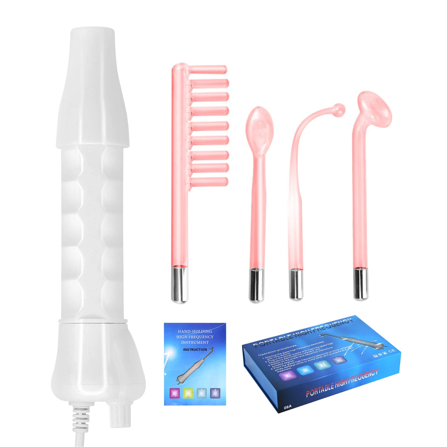 

Portable Handheld High Frequency Skin Therapy Wand Electrode Glass Tube Skin Wrinkle Reducing Alta Frecuencia Wands