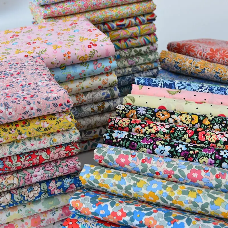 Floral Printed Cotton Poplin Fabric 100% By The Meter for Needlework Dresses Shirts Pants Diy Sewing Summer Flowers Baby Cloth