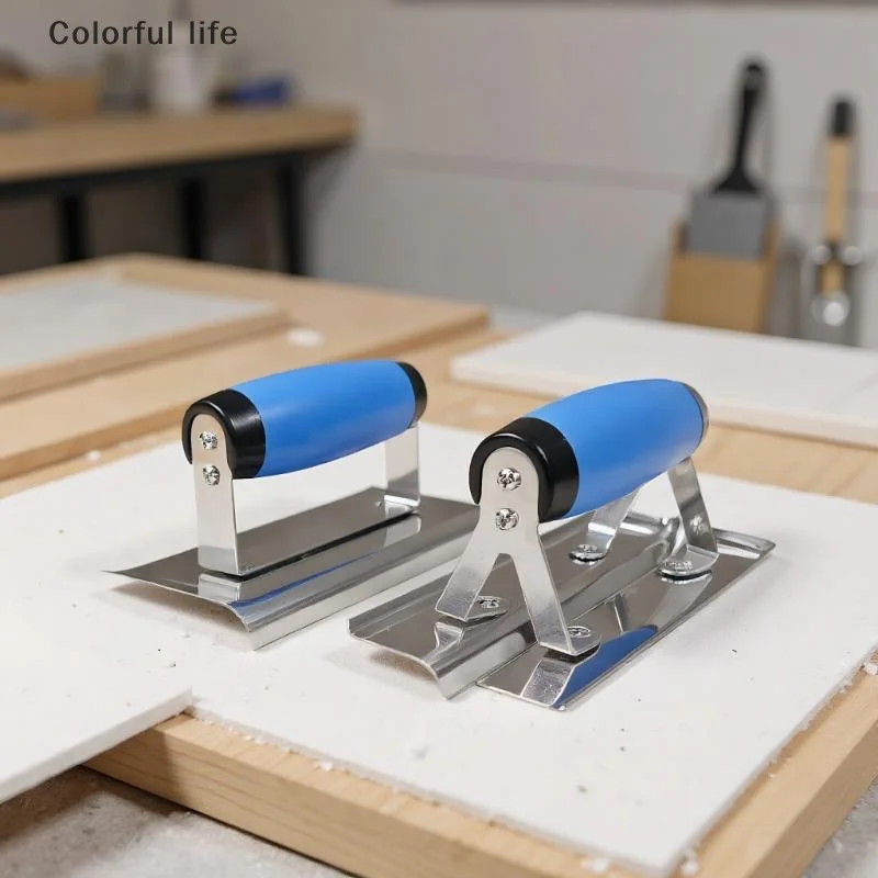 مجرفة تجصيص من الفولاذ المقاوم للصدأ متينة للغاية بمقبض مطاطي، مثالية للجدران الجافة والخرسانة