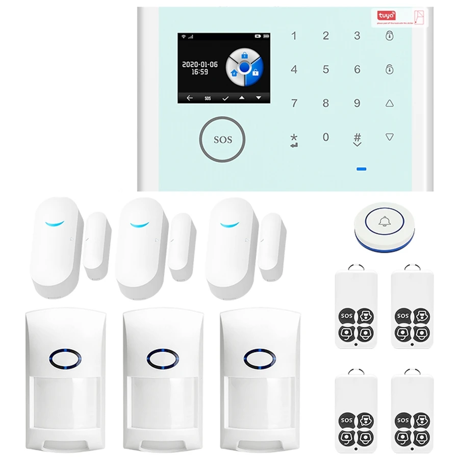 

Tuya APP Smart WiFi GSM Home Security Burglar System Office Alarm System 433MHz Detectors Alarm Compatible With Alexa