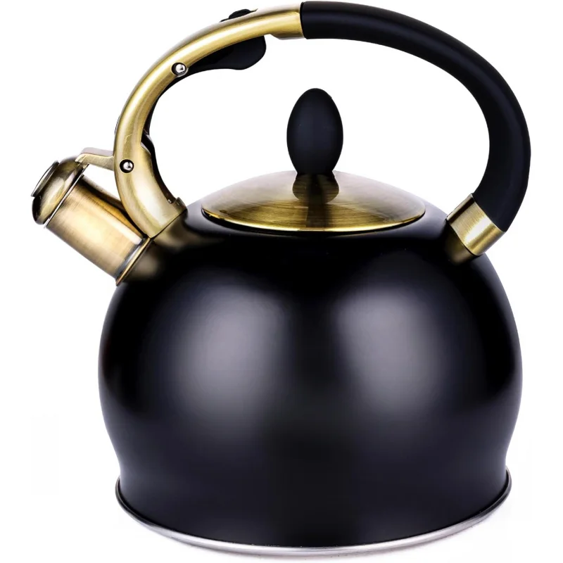 

Stove Top Whistling Tea Kettle | Food-Grade Stainless Steel, Cool-Touch Ergonomic Handle - 2.64Qt + 1 Silicone Pinch Mitt