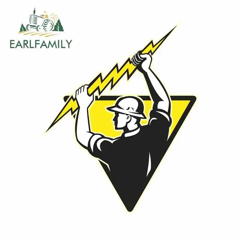 EARLFAMILY 13cm For Electrician Symbol Car Bumper Decal Window Car Stickers Surfboard Fine Decals Waterproof RV JDM Decor