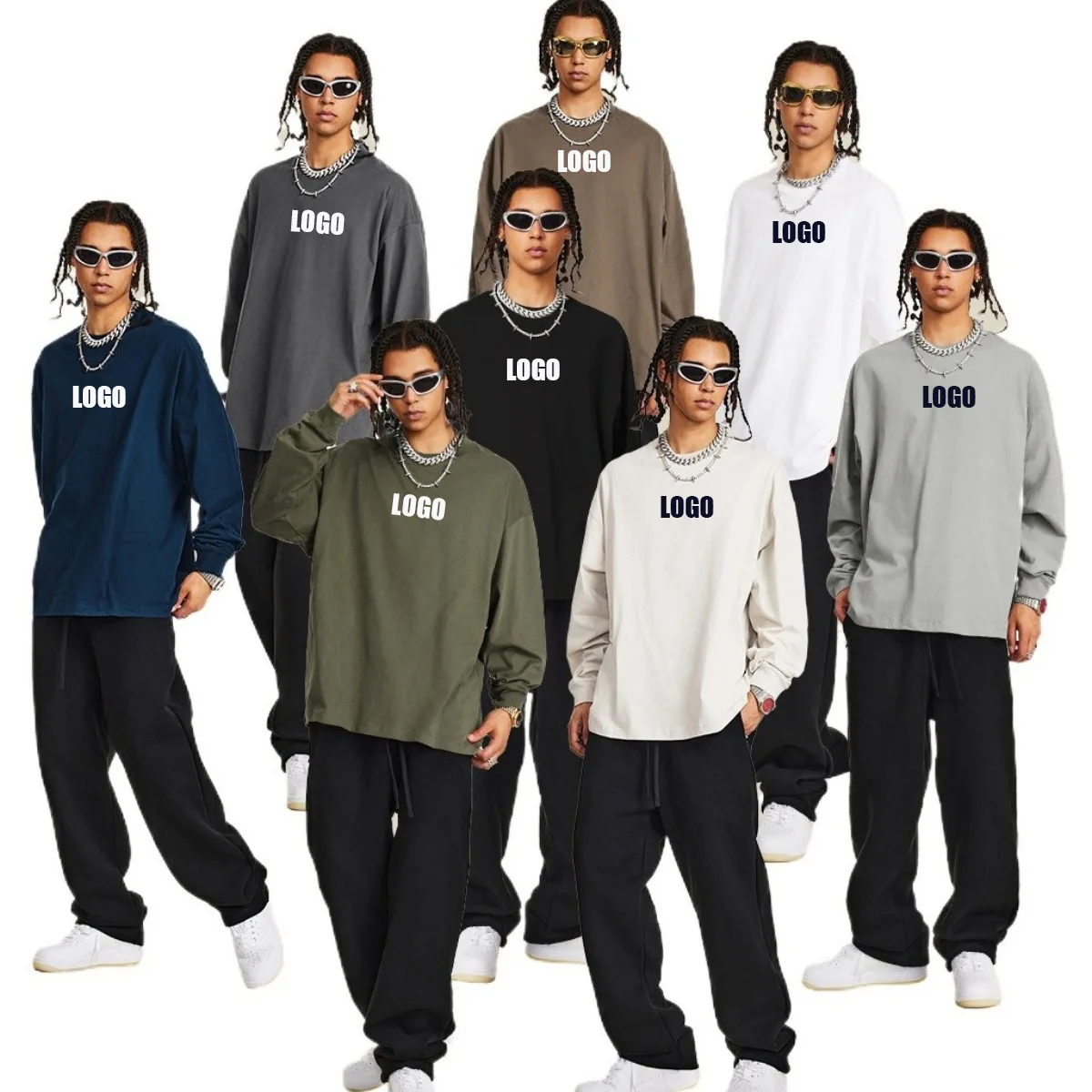 Custom LOGO Men's Fall 225G Cotton Polyester Loose Edition Sports 5A Antibacterial Functional Long Sleeve T-Shirt Couple Outfit