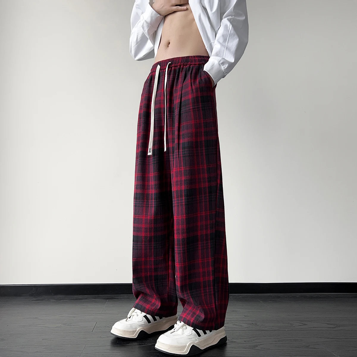 New Men's Jogger Plaid Sweatpants Men Harajuku Oversized Streetwear Y2k Hip Hop Wide Leg Baggy Harem Long Trousers Cargo Pants