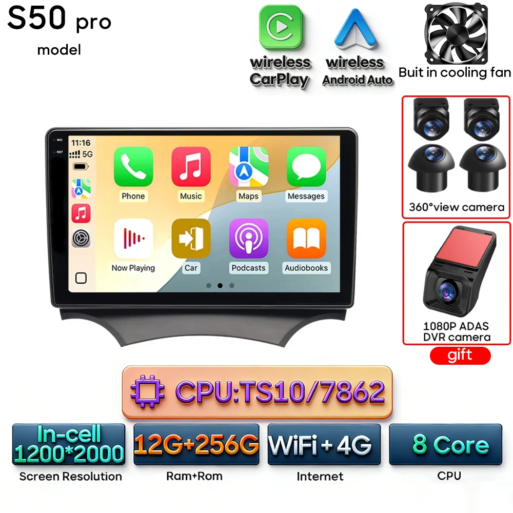 Android 16 voor Ford KA K2 2008 - 2014 Audioscherm Autoradio Videomultimediaspeler Carplay + Android Auto Navigatie GPS 2din