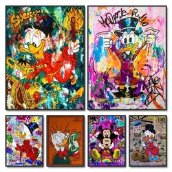 Graffiti Art Donald Duck Rich Money Canvas Painting on The Wall Art Pictures Posters and Prints for Living Kids Room Decoration