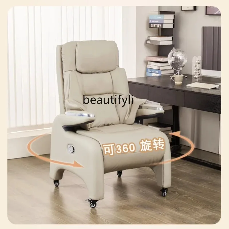 f09 Genuine Leather Executive Chair Reclining Office Computer Chair Home Comfortable Leisure Chair Ergonomic Long Sitting