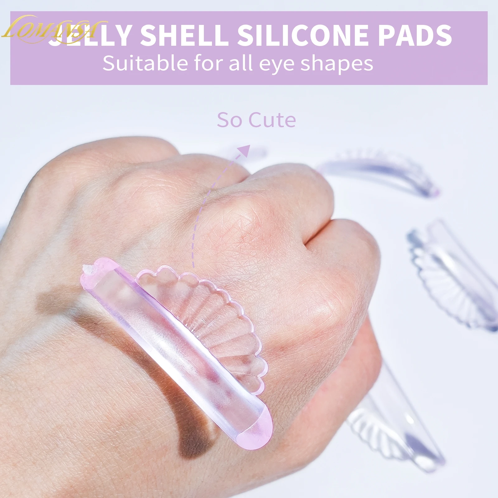 Lomansa 6 Pcs C Curl Silicone Eyelash Perm Pads Sticky Lashes Rod Shield Lifting 3D Eyelash Curler Accessories Makeup Tool