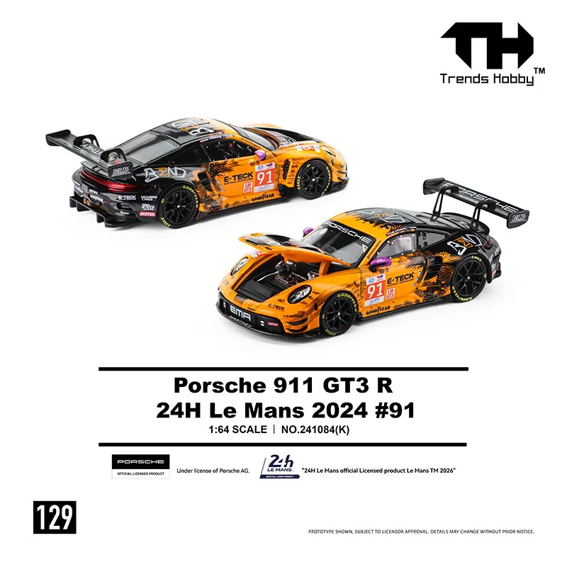 TH-Trends Hobby 1/64 Porsche 911 GT3 R EMA Motorsport- 2024 LeMans 24H LMGT3 Winner #91 Removable Cover Car Alloy Diecast Model