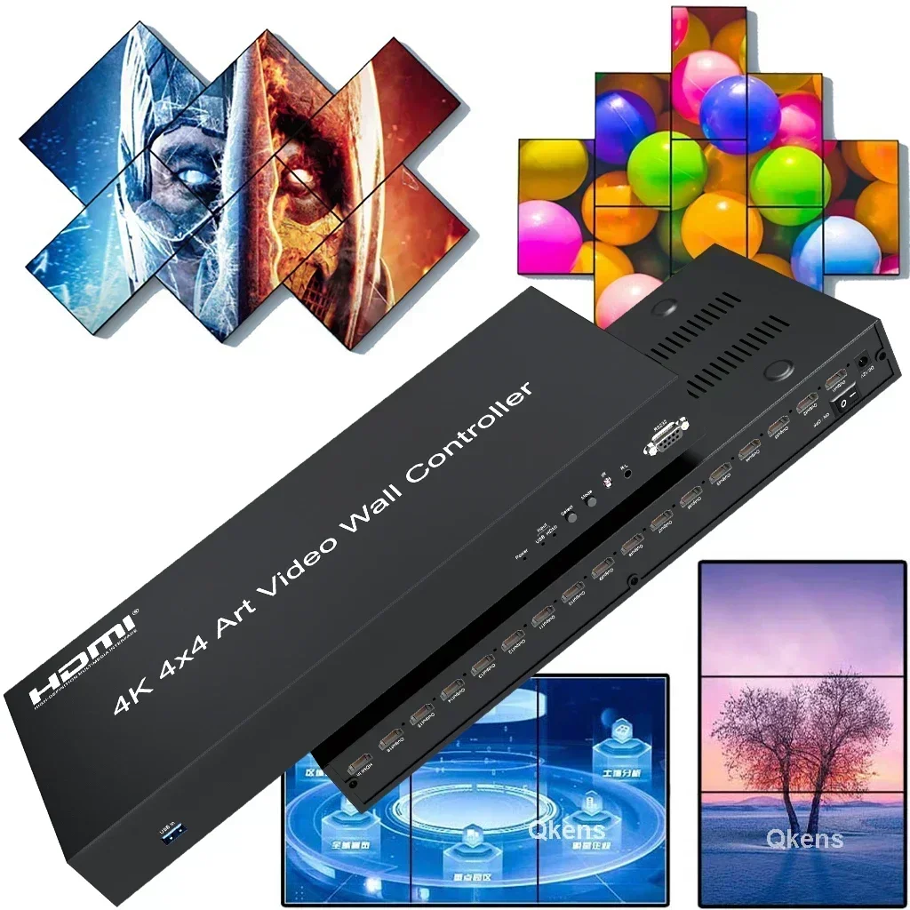 

4K 4x4 HDMI Video Wall Controller 90° 180° Rotate Art Splicing 2 3 4 6 8 9 16 TV Splicer 3x3 2x2 1x3 1x4 Vertical Screen Splicer