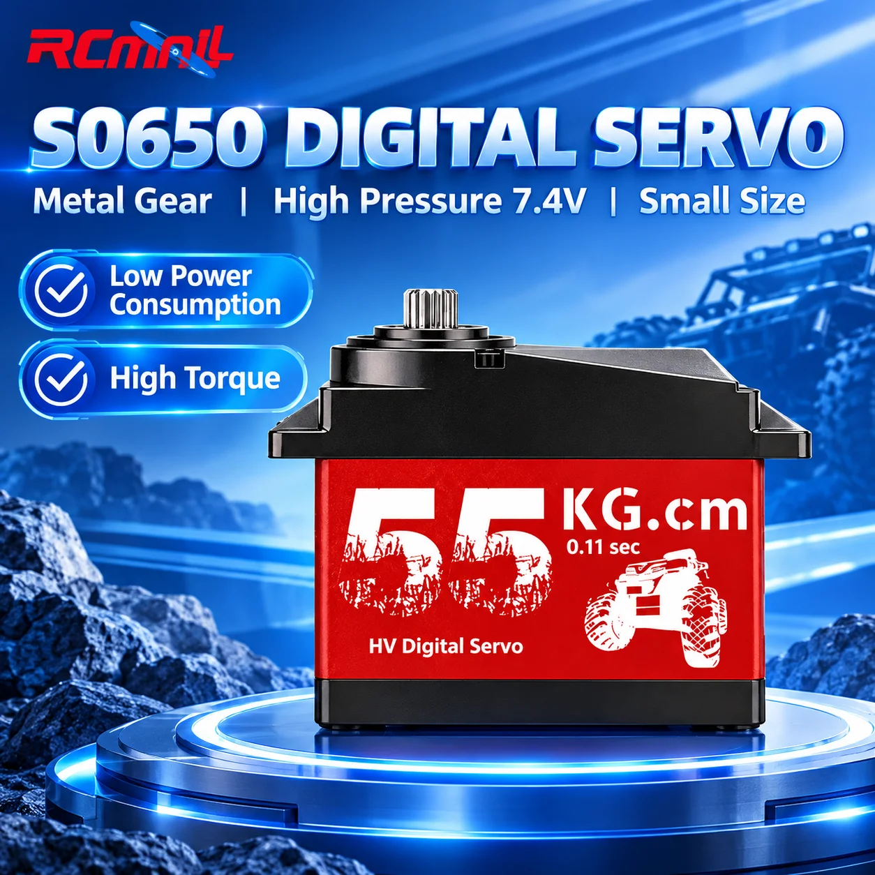 CYS-S0650 High Voltage High Torque 55kg Digital Servo with Aluminum Middle Case and Iron Core Motor Metal Gears For RC Models
