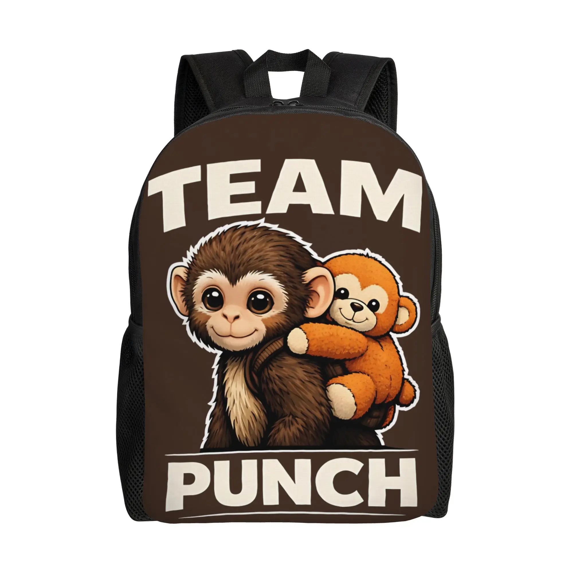 

Рюкзак Team Punch Monkey с милым обезьянёнком, стильный, для спорта, школы, работы, повседневный, для мужчин и женщин, студенческий, холщовый.