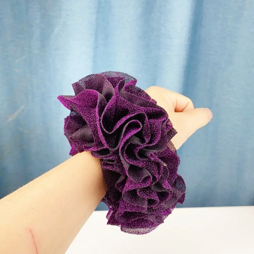 Headwear Oversize Scrunchies Fabric Art Elastic Elastic Rubber Bands Golden Velvet Elastic Shiny Velvet Fabric Hair Ring Hair view 2