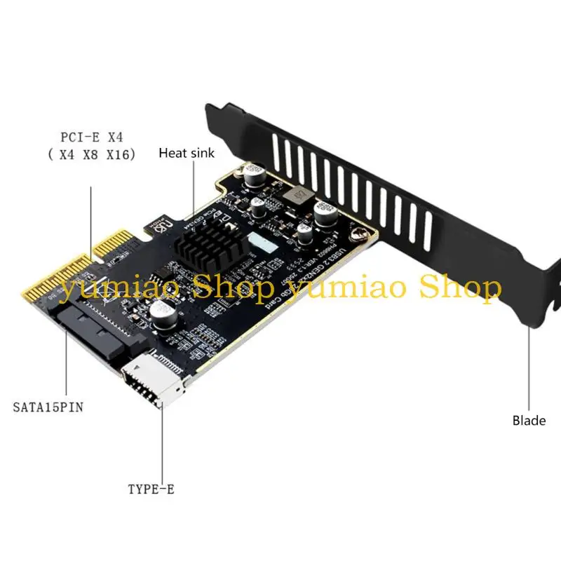 587B PCIe 4X To USB 3.2 Gen 2 20Gbps Front Panel Adapter Card For Type C Expansion