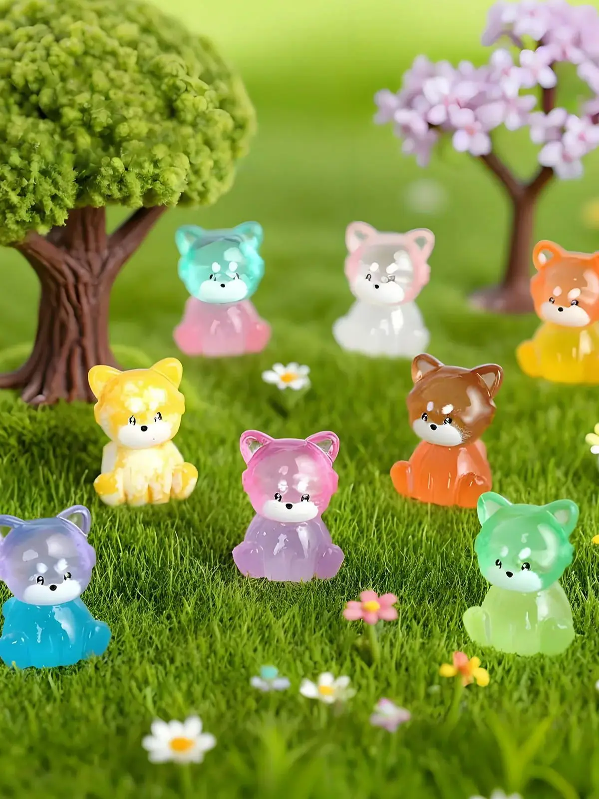 Mini raton laveur lumineux en résine, 10/20 pièces, brille dans la nuit, coloré, figurines d'animaux minuscules, ornement pour bricolage, décor de plante en pot