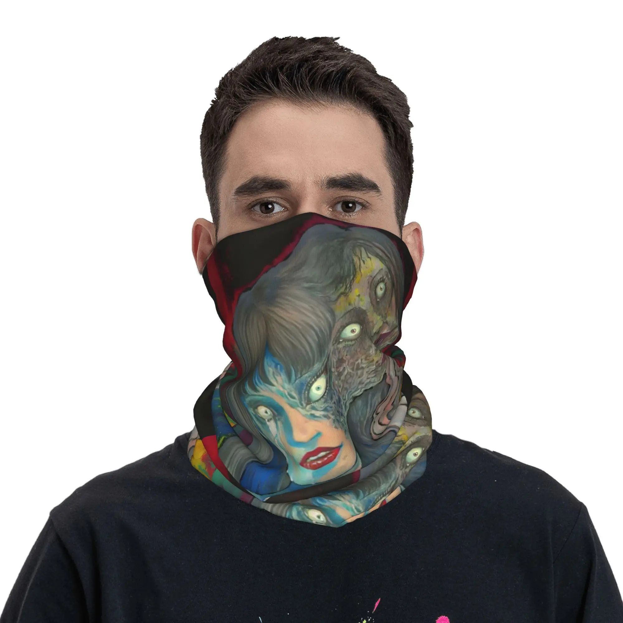 

Japan Horror Anime Junji Ito Bandana Neck Gaiter UV Protection Face Scarf Cover Men Women Manga Headwear Tube Balaclava